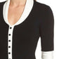 Anne Klein Women's Shawl Collar Knit Sheath Dress Black Size Small