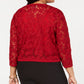 Anne Klein Women's Bonded Lace Cardigan Jacket Red Size 18W