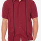 Cubavera Men's Contrast Stitch Short Sleeve Shirt Red Size Medium