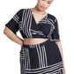 ELOQUII Women's Plus Size Printed Wrap Top - 22, Stripe Remix