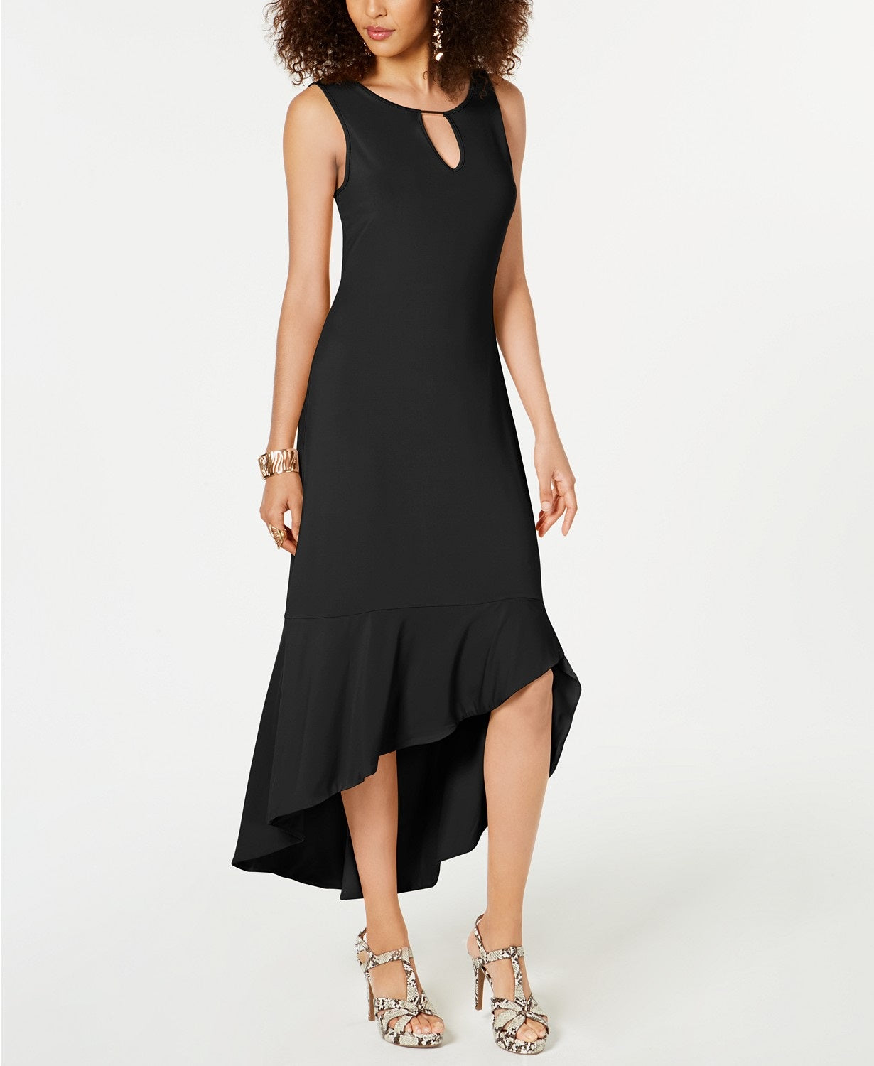 Thalia Sodi Women's Flounce-Hem Maxi Dress Black