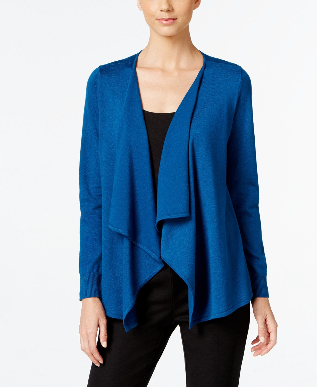 Thalia Sodi Women's Lace-Up-Back Flyaway Cardigan Blue Size Extra Small