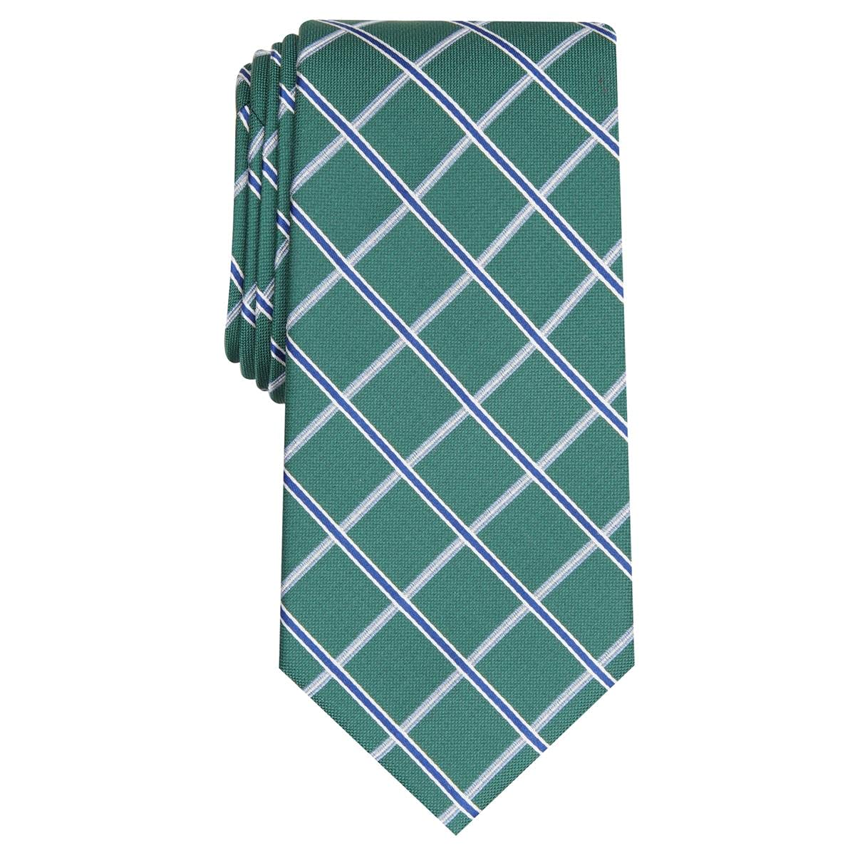 club-room-mens-mandel-grid-silk-blend-checkered-neck-tie-green-o-s