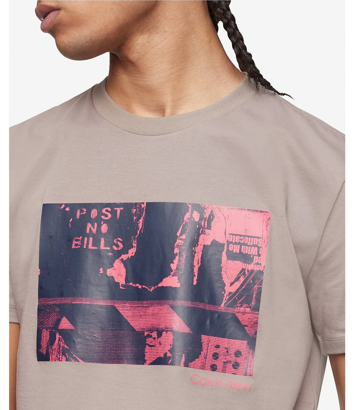 Calvin Klein Men's Relaxed Fit Logo Graphic Print T-Shirt Gray Size XX-Large