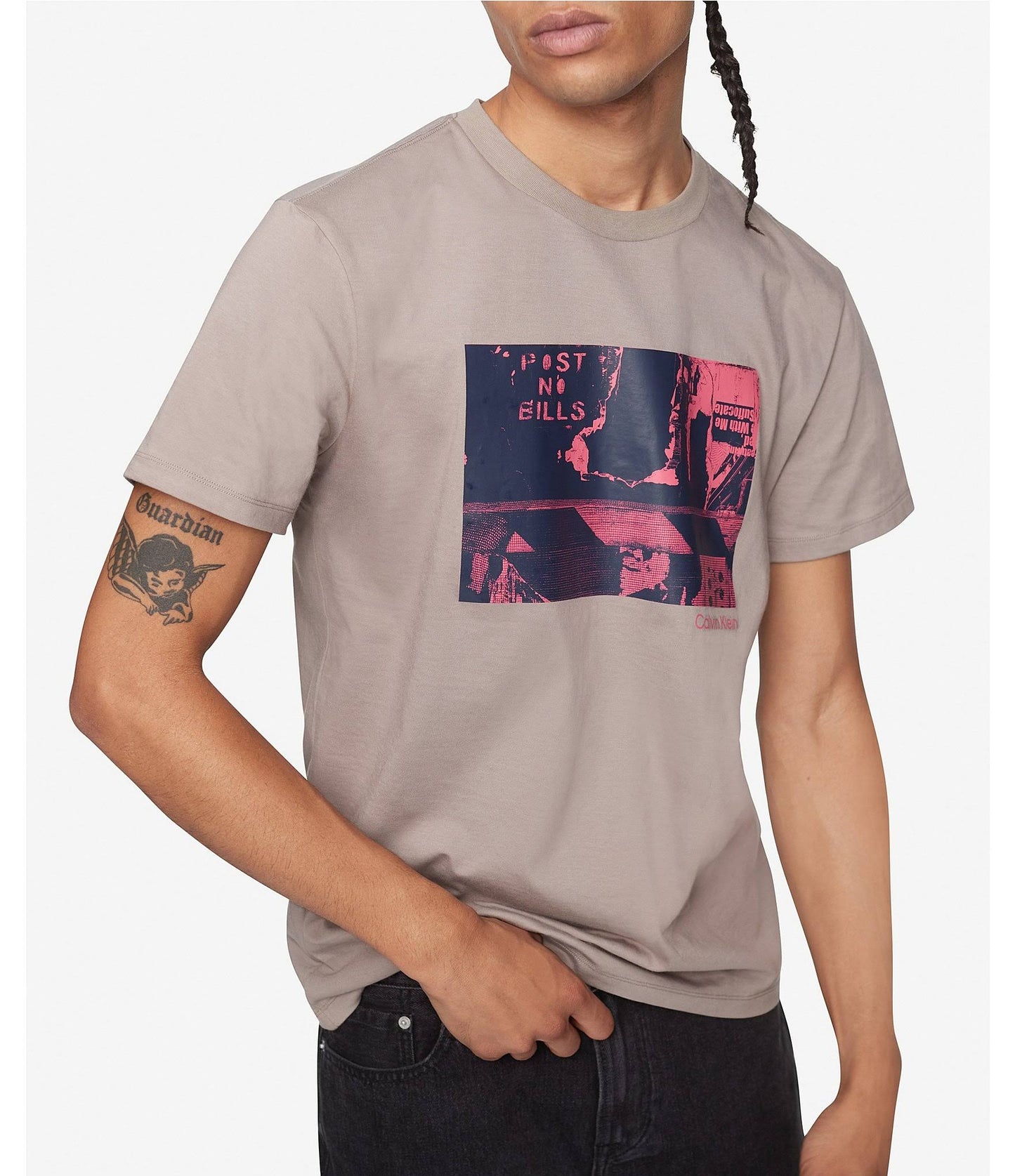 Calvin Klein Men's Relaxed Fit Logo Graphic Print T-Shirt Gray Size XX-Large