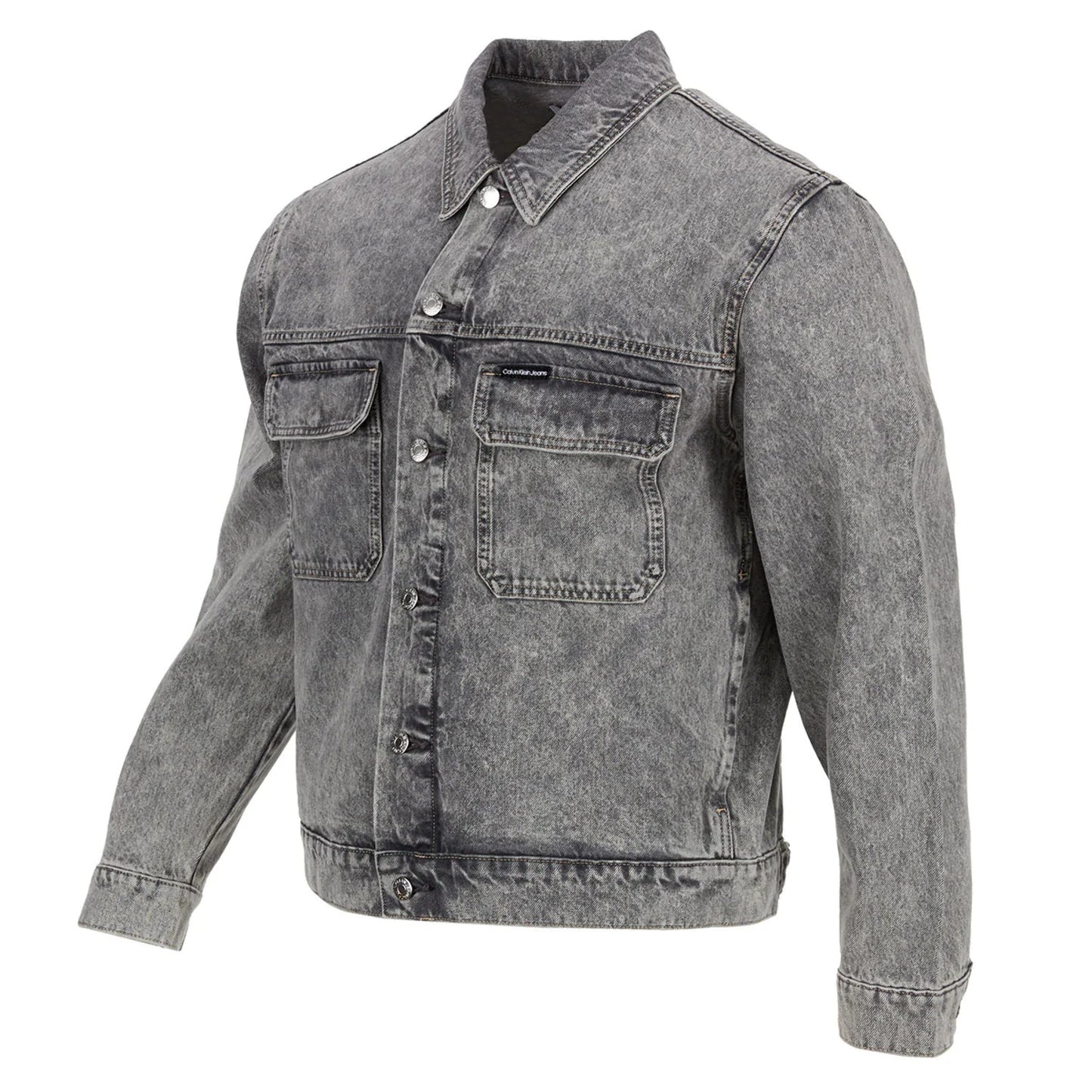 Calvin Klein Men's Iconic Relaxed Fit Trucker Jacket Gray Size Large