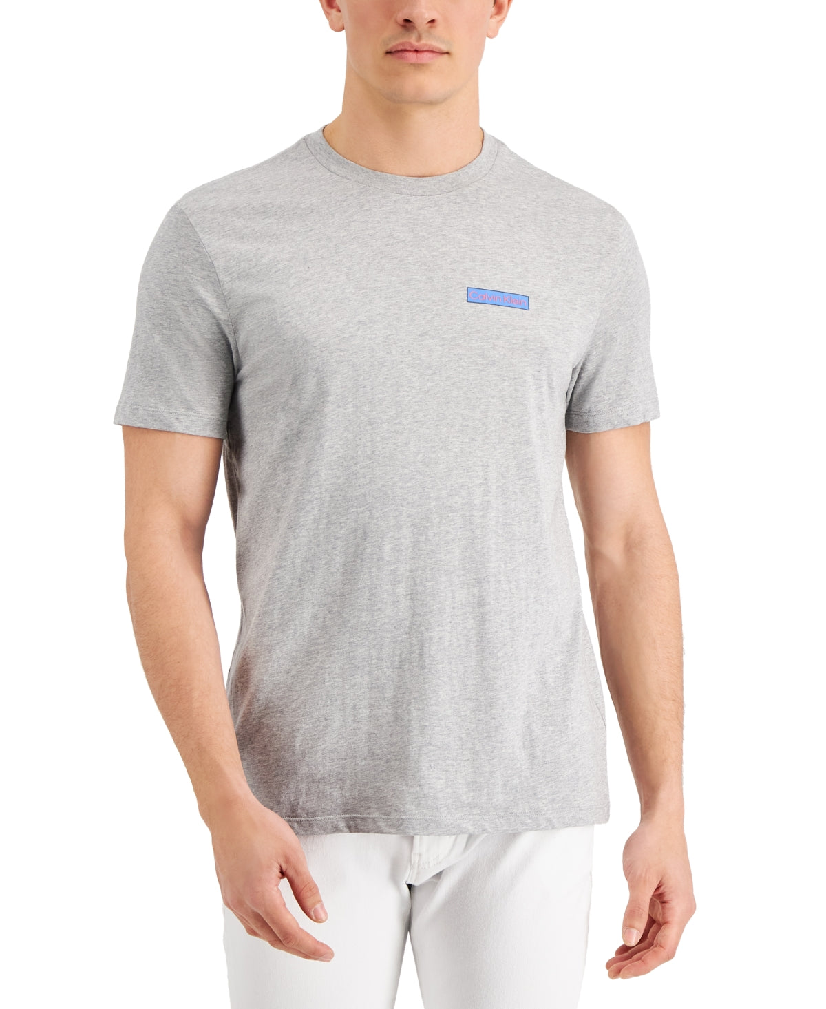 Calvin Klein Men's Box Logo Graphic T-Shirt Gray Size Large