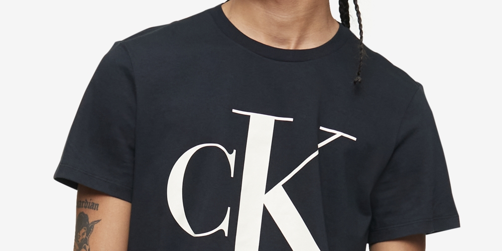 Calvin Klein Men's Monogram Logo Graphic T Shirt Black Size XX-Large