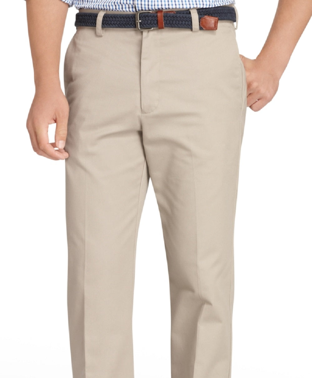 Izod Men's American Straight-Fit Flat Front Chino Pants Brown Size 34X32