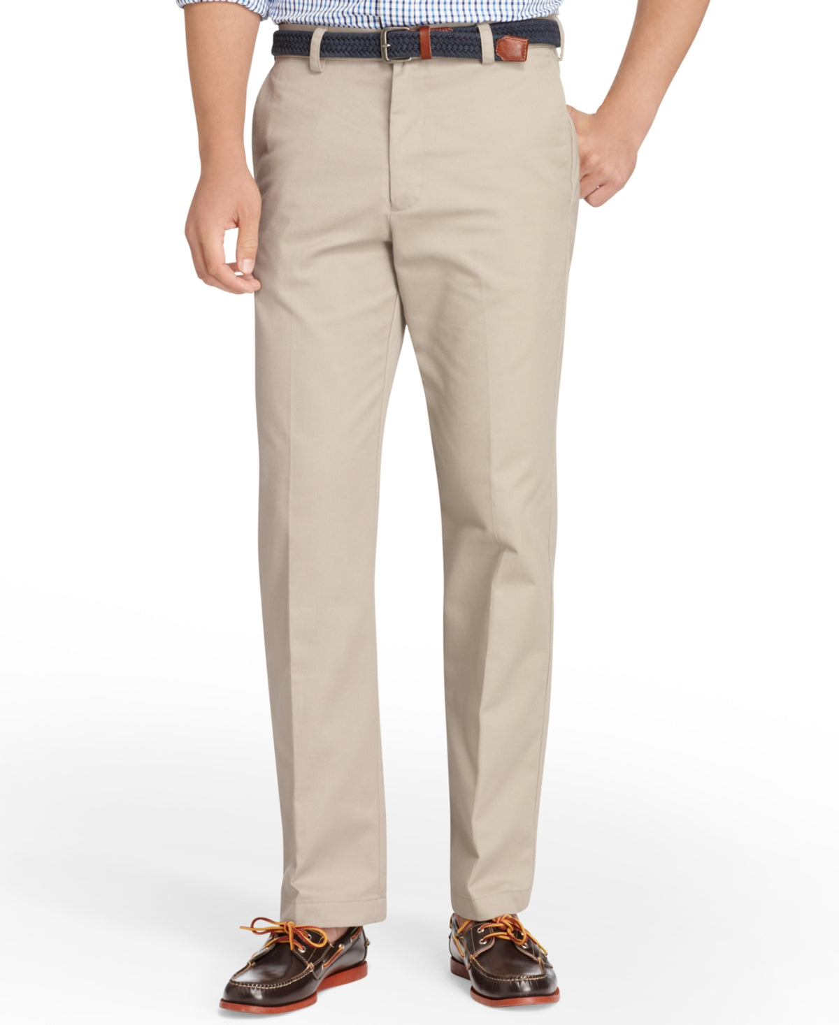 Izod Men's American Straight-Fit Flat Front Chino Pants Brown Size 34X32