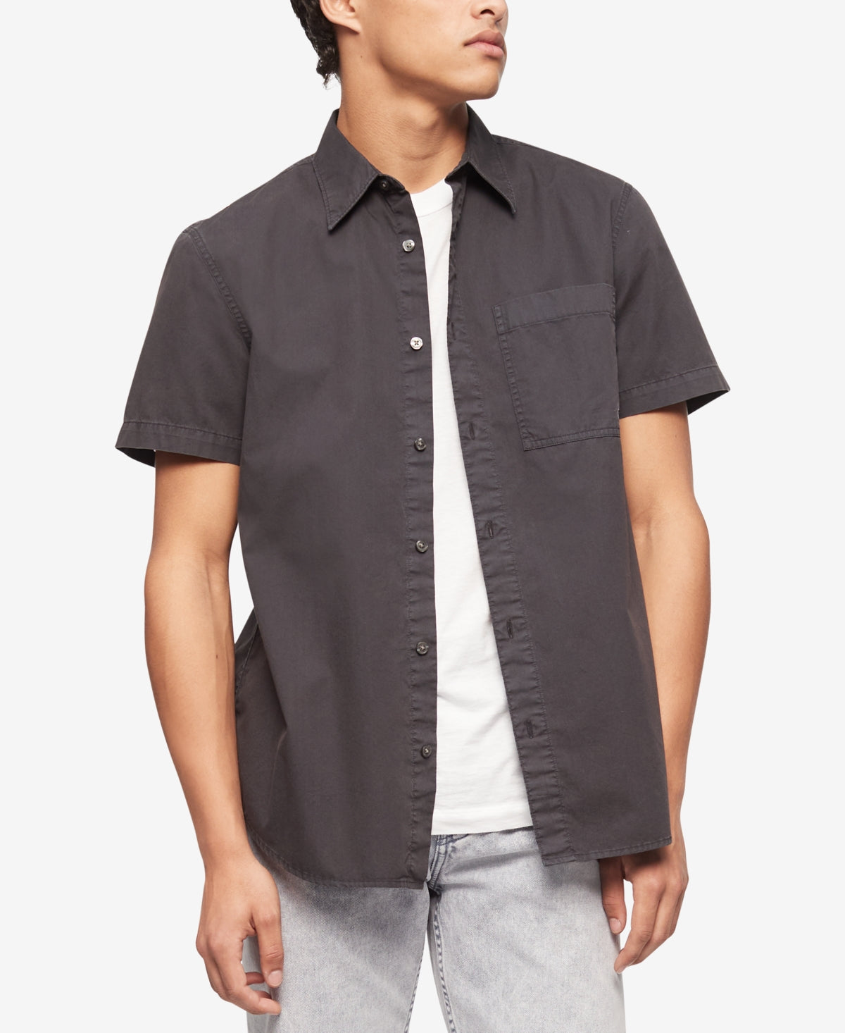 Calvin Klein Men's Garment Dyed Pocket Shirt Black Size XX-Large