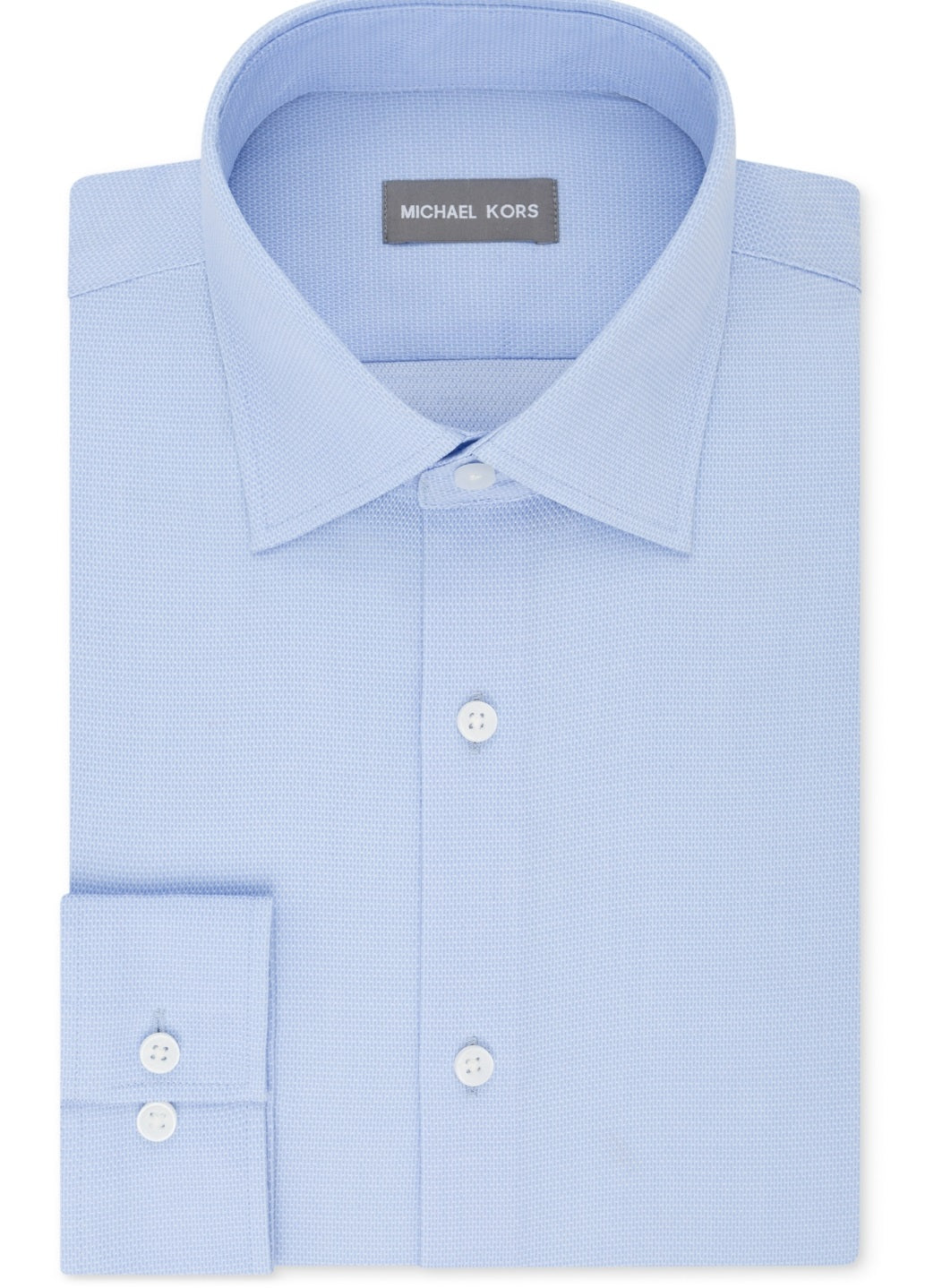 Michael Kors Men's Regular Fit Airsoft Non Iron Performance Dress Shirt Blue Size 18.5X34X35