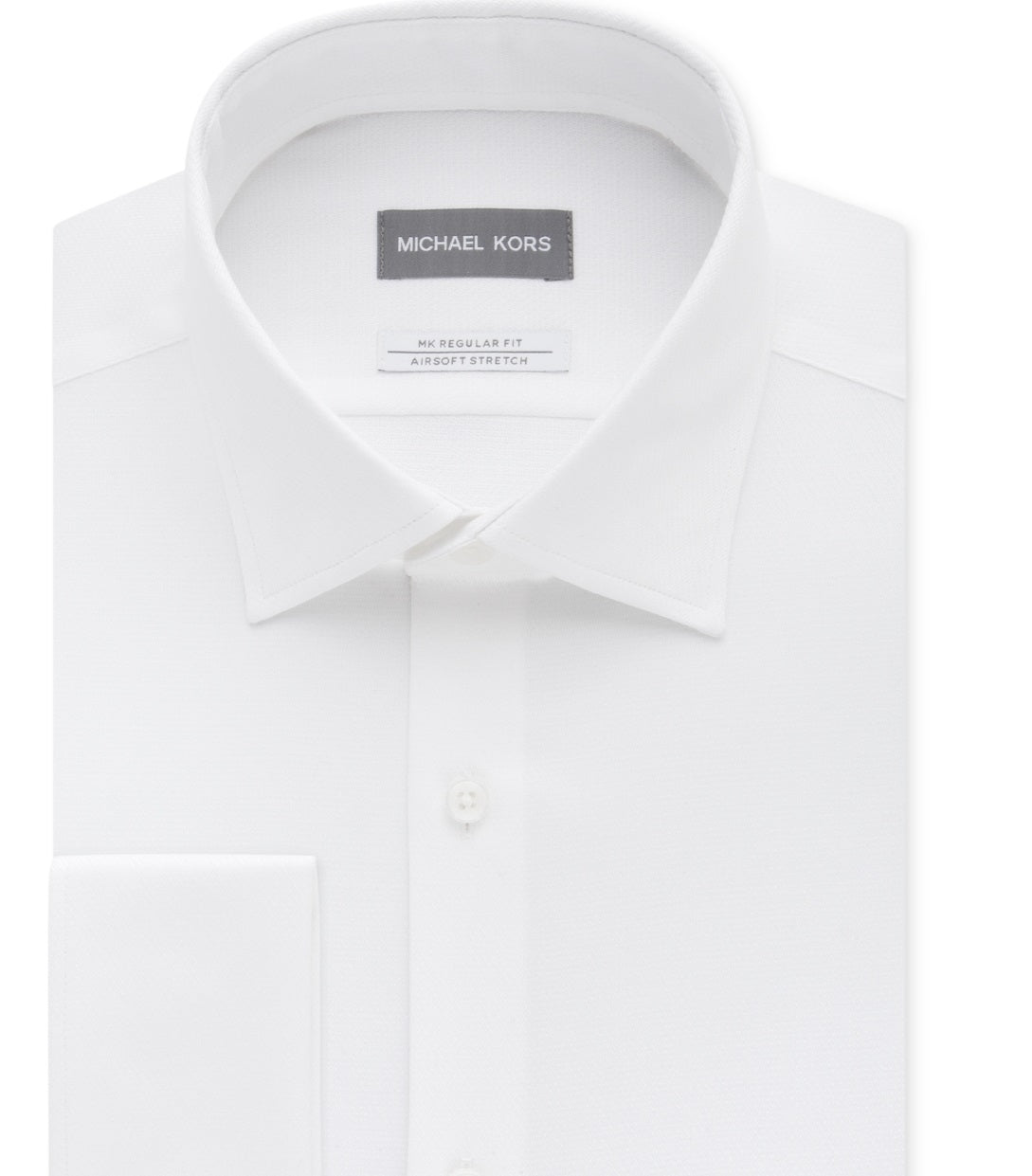Michael Kors Men's Regular Fit Airsoft Non Iron Performance French Cuff Dress Shirt White Size 16X32X33