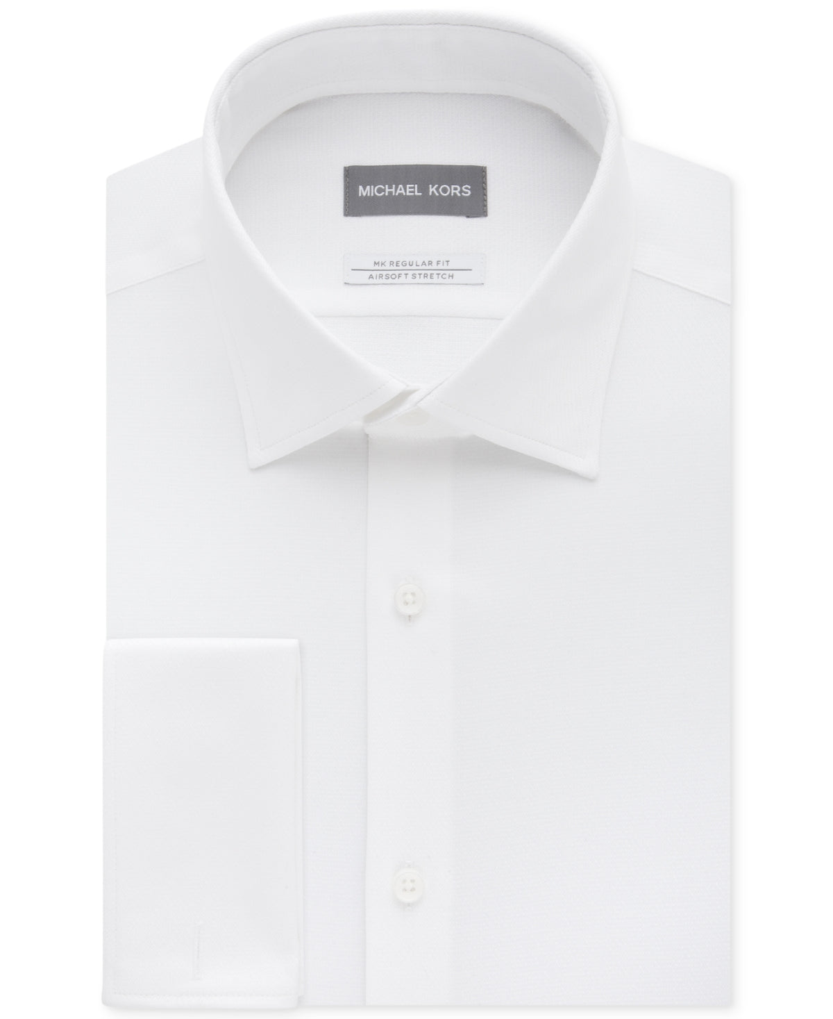 Michael Kors Men's Regular Fit Airsoft Non Iron Performance French Cuff Dress Shirt White Size 16X32X33