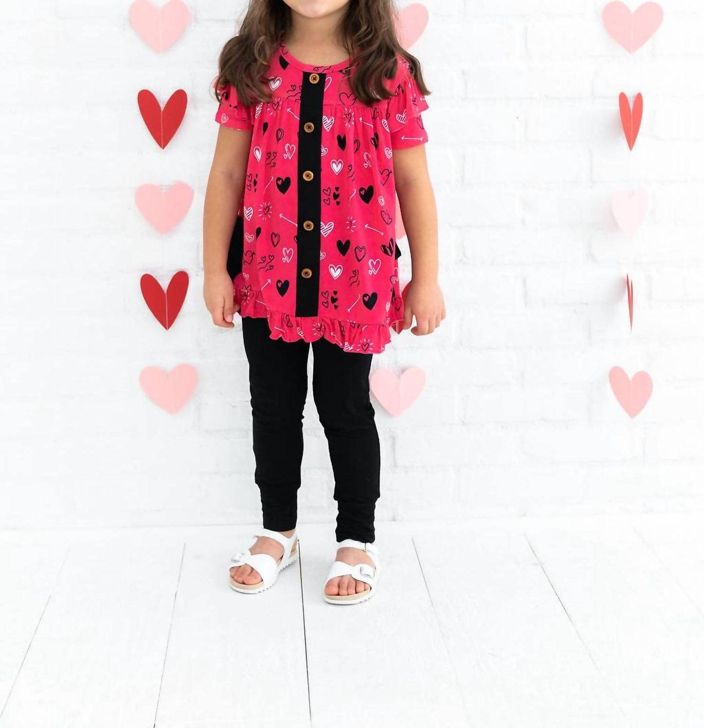 Laree + Co. - Heart Doodles Bamboo Short Sleeve Peplum + Legging Set