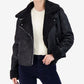 Sebby Junior's Faux Shearling Moto Coat Black Size Small