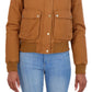 Sebby Junior's Faux Fur Trim Hooded Bomber Jacket Brown Size Medium