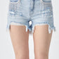 Risen - Frayed Hem Denim Shorts With Fringe Detail Pockets