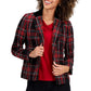 Kasper Womens Petite Notch Collar Open Jacket Fire Red Multi