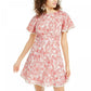 B. Darlin Womens Juniors Floral Print Open Back Mini Dress Pink 3/4