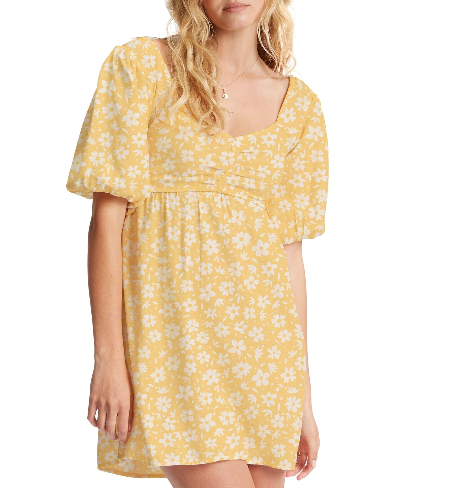Billabong Juniors' Sea Side Printed Babydoll Dress Salt Crystal S