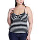 ELOQUII Women's Plus Size Striped Sweetheart Tank - 18/20, Black White Stripe