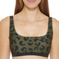 DKNY Women's Leopard Print Bikini Swimsuit Top Moss Green Medium