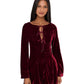 Free People Womens Linney Velvet Mini Dress Cabernet Size 8
