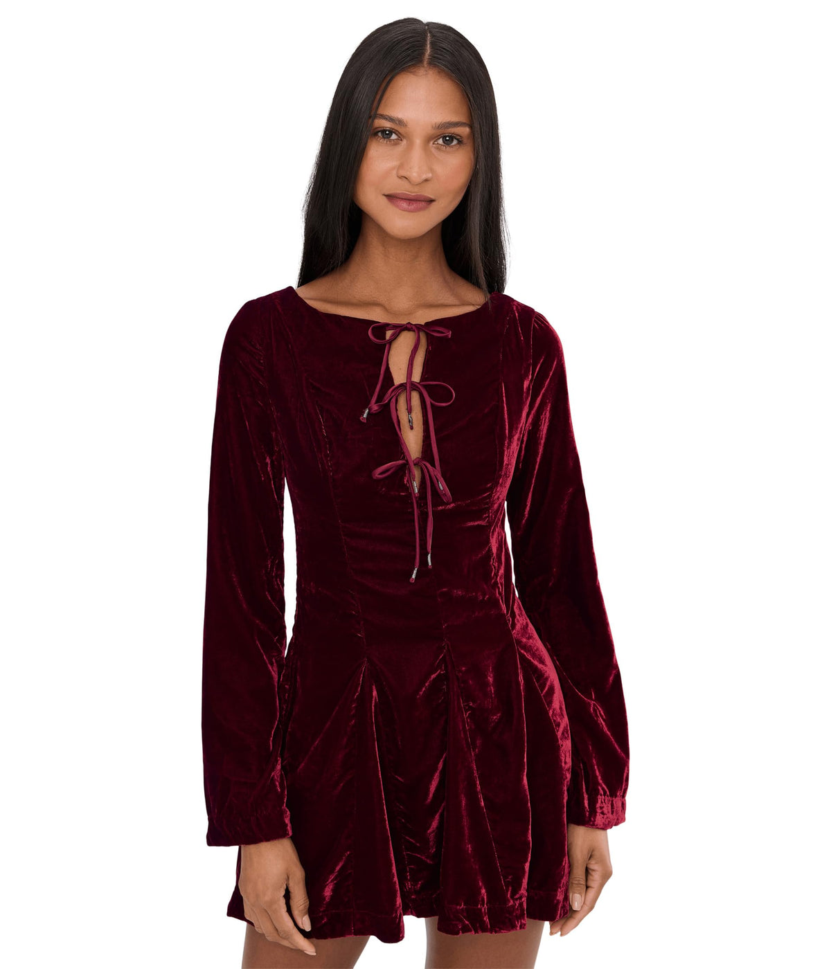 Free People Womens Linney Velvet Mini Dress Cabernet Size 8