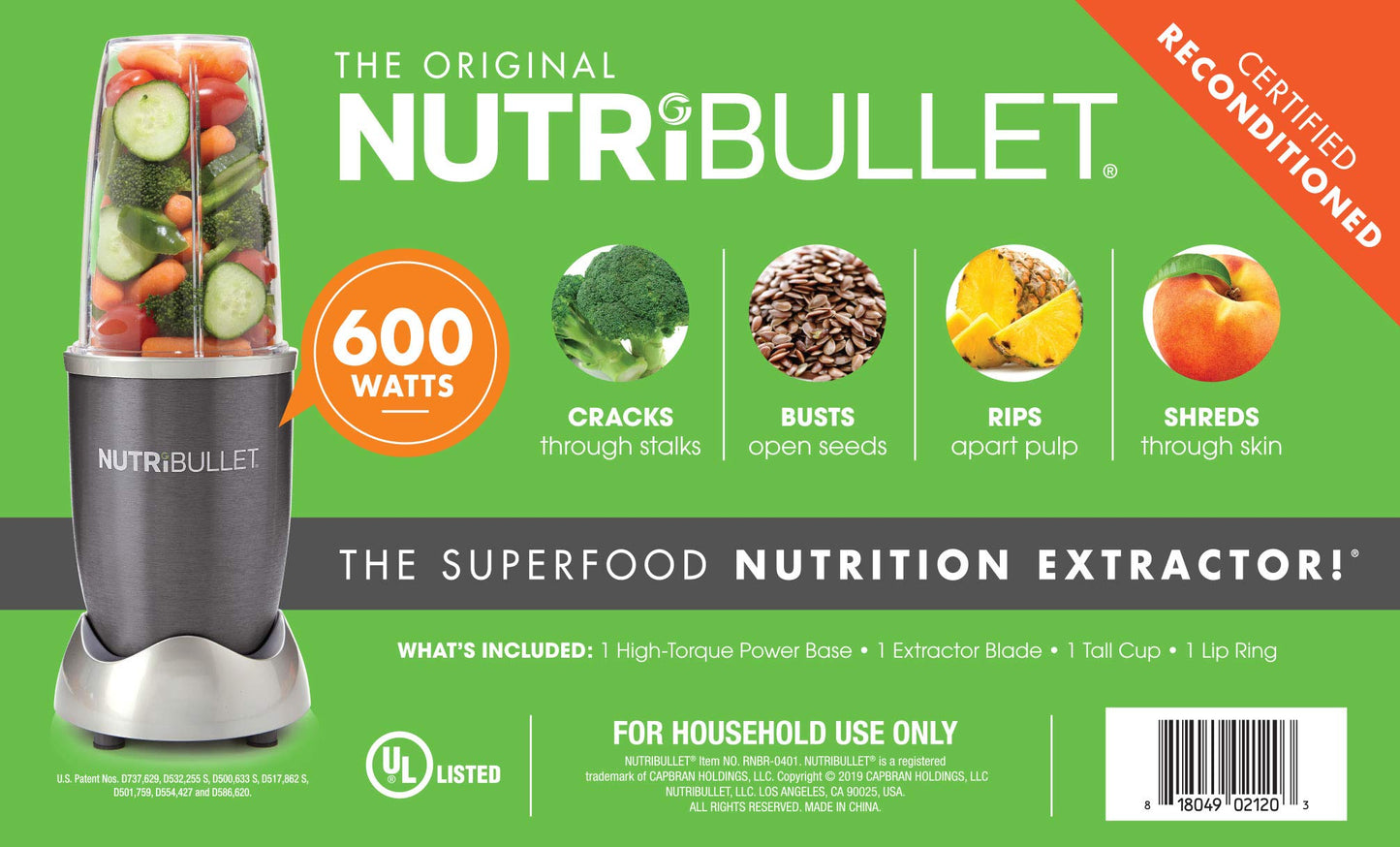 NutriBullet 600W 4pc Certified Reconditioned