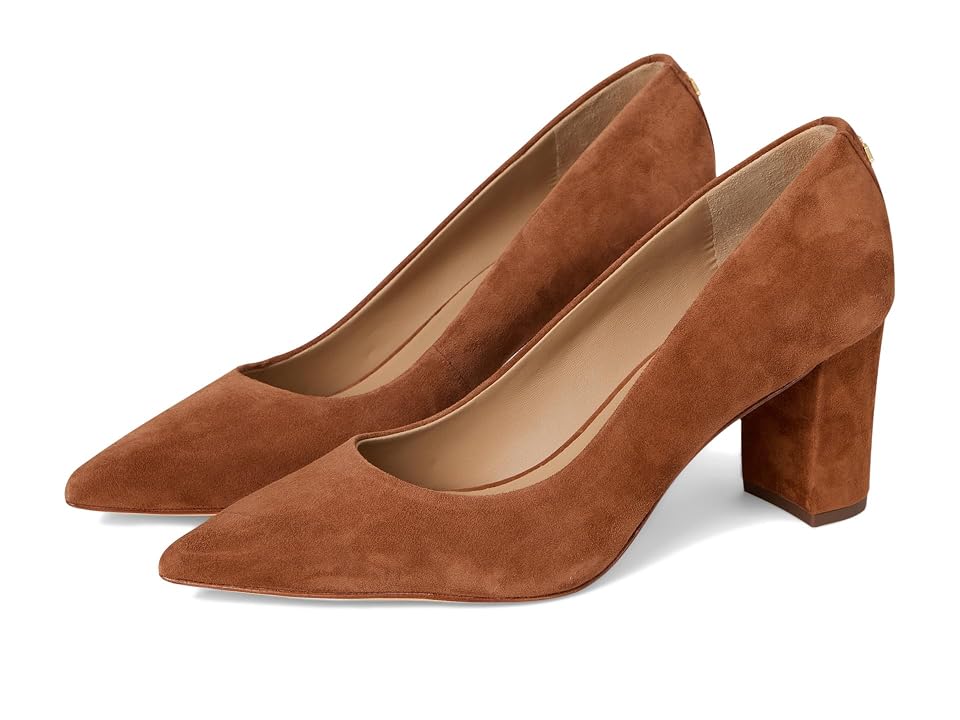 Lauren Ralph Lauren Womens Lanette Suede Block Heel Pumps Tan Size 6
