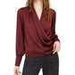 Band of Gypsies Womens Burgundy Long Sleeve V Neck Top Size S