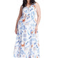 ELOQUII Women's Plus Size Roping Detail Printed Maxi Dress - 18, Seaside