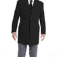 Calvin Klein Men's Slim Fit Wool Blend Overcoat Jacket, Black Solid, 36 Short