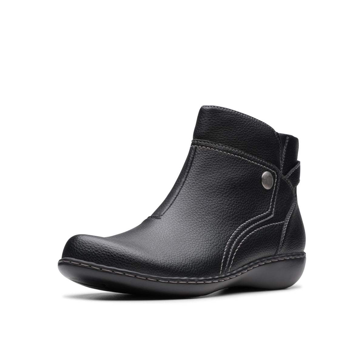 Clarks Collection Womens Ashland Mabel Ankle Boot Black Leather 8.5 Medium US