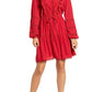 Lucky Brand Women's Lace Detail Long Sleeve Crepe Dress Red Size X-Small