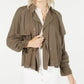 OAT Womens Green Solid Button Down Jacket Size S