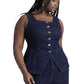 ELOQUII Women's Plus Size Denim Vest - 16, True Dark Rinse Denim
