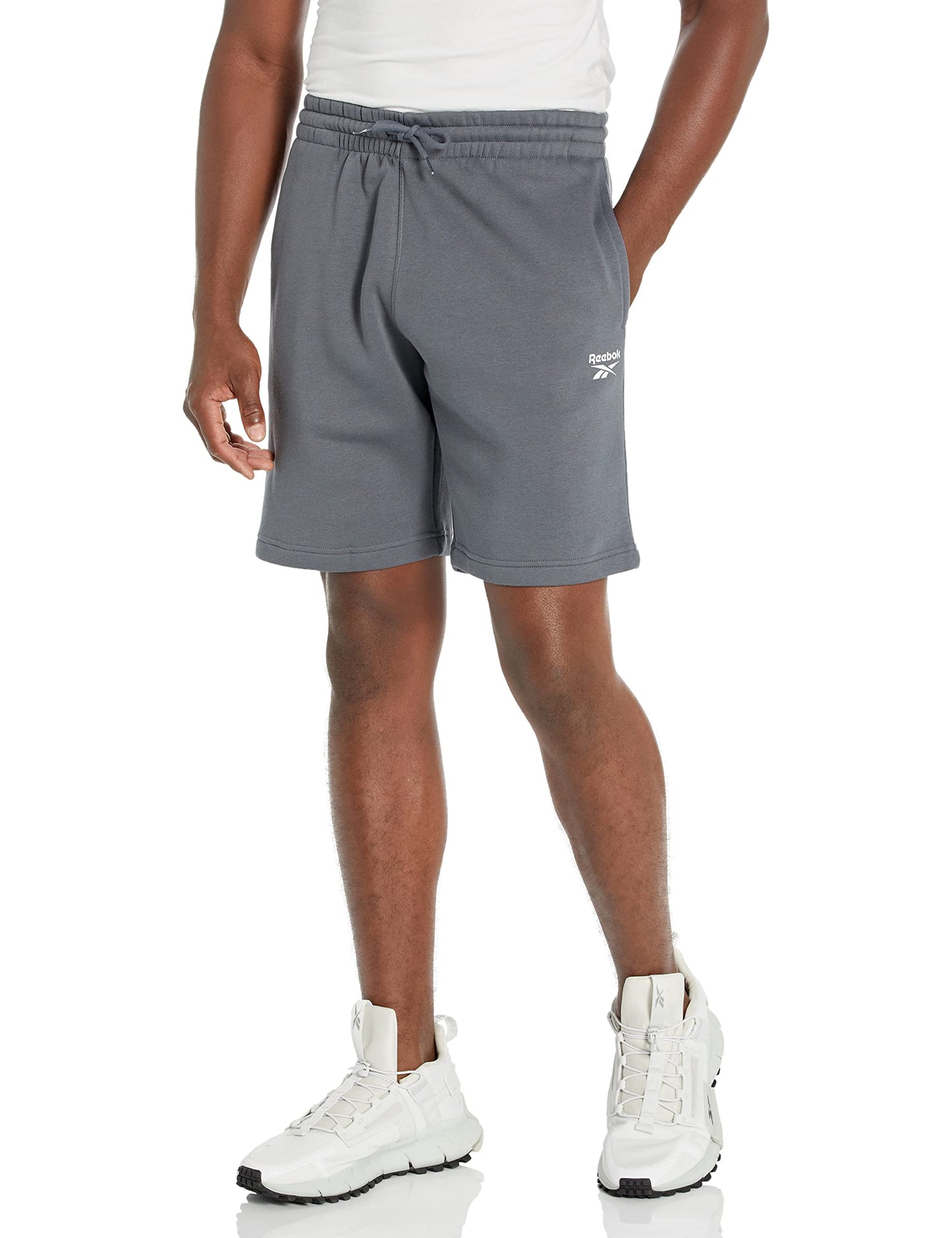 Reebok Men's Identity Logo Shorts, Dark Grey/Small Logo White, XX-Large