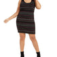 Planet Gold Womens Plus Metallic Striped Sweaterdress Pink 2X