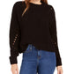 Wynter Womens Open Stitch Mockneck Crop Sweater Black M