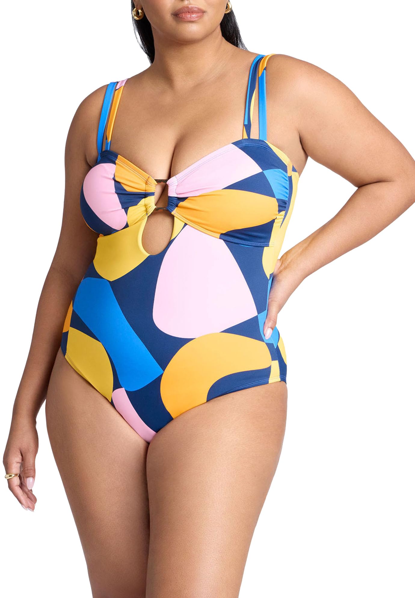 ELOQUII Women's Plus Size Hardware One-Piece Swim Suit - 18, Multi