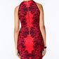 B. Darlin Womens Juniors Printed High Neck Bodycon Dress Red 5/6