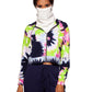 Bam Womens Cropped Tie Dye Zip Hoodie White S