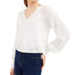 love, FiRE Womens Ivory Solid Long Sleeve V Neck Blouse Top Size XL