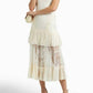 Alexis - Feliciana Tie-back Pleated Chantilly Lace Midi Dress