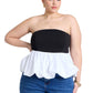 ELOQUII Women's Plus Size Peplum Tube Top - 22, Black White