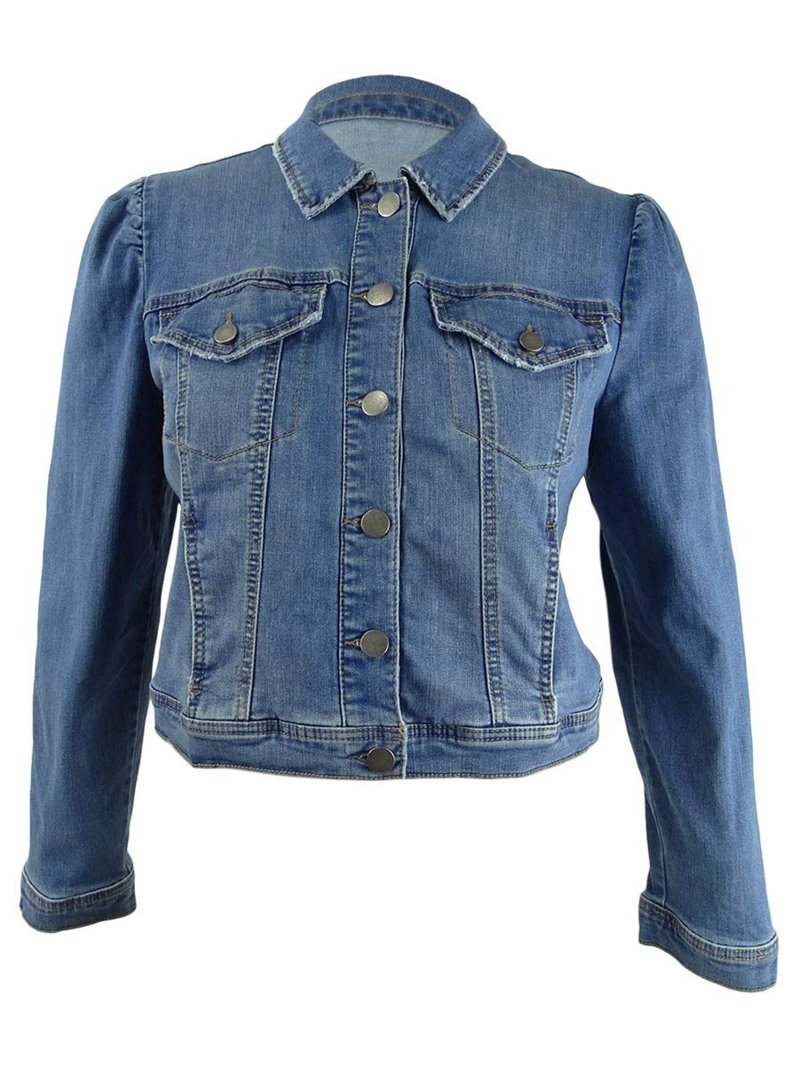 Maison Jules Puff Sleeve Denim Jacket, Navy XL