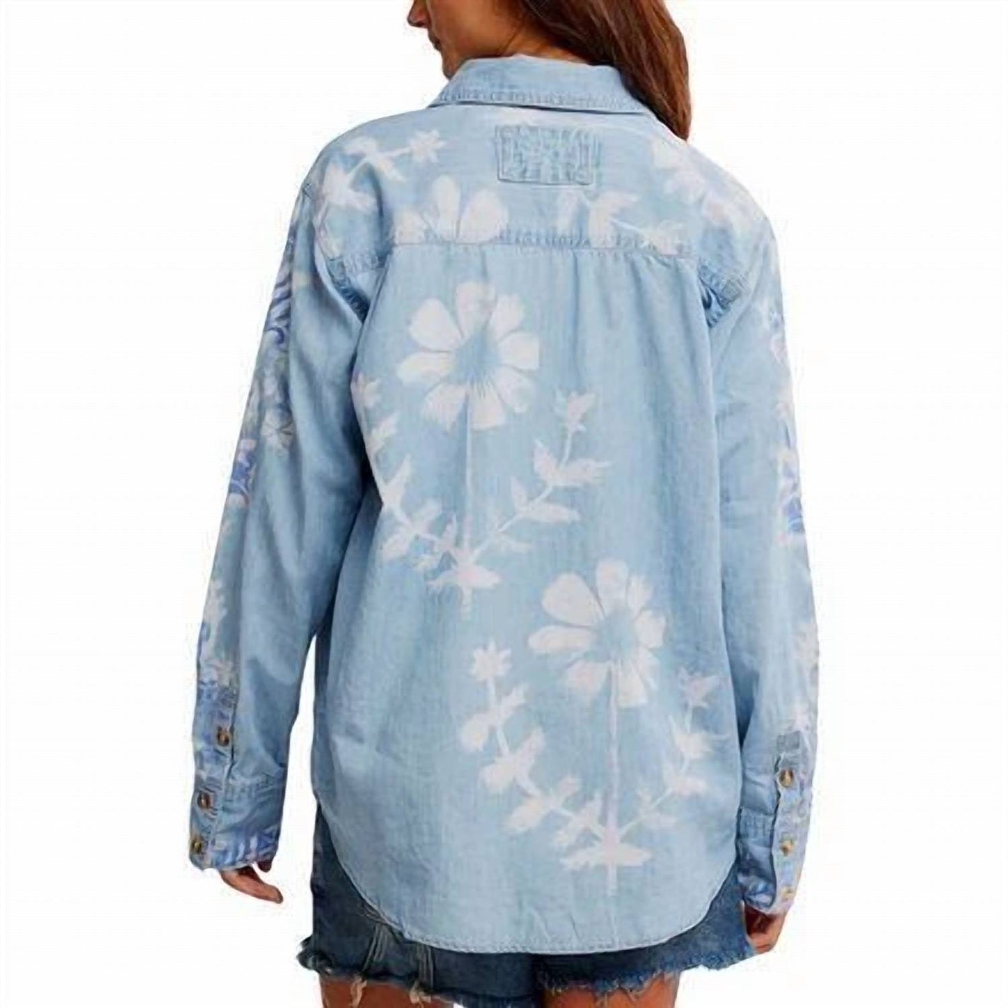 Free People - Airbrushed Blossom Denim Shirt