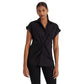 LAUREN Ralph Lauren Twist-Front Cotton Short Sleeve Shirt (Black) Women's Clothing